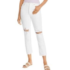 NWT AGOLDE White Riley Organic Cotton Distressed‎ Cropped Jeans Women’s Size 31